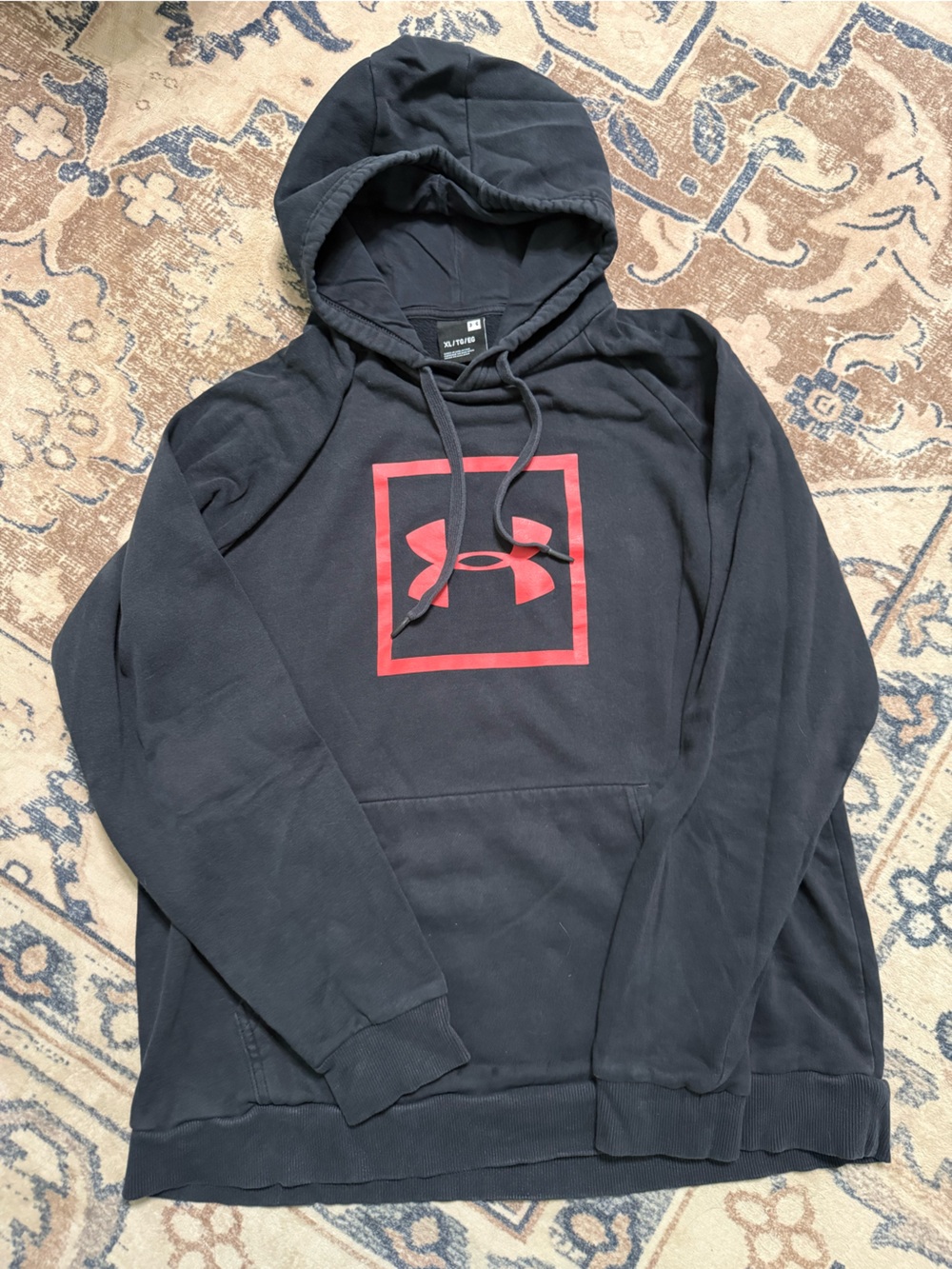 Under Armour Black Hoodie with Red Square Logo
